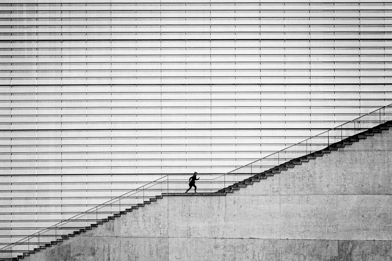 Course dans l'escalier