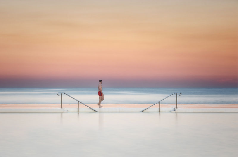 The swimmer at sunset